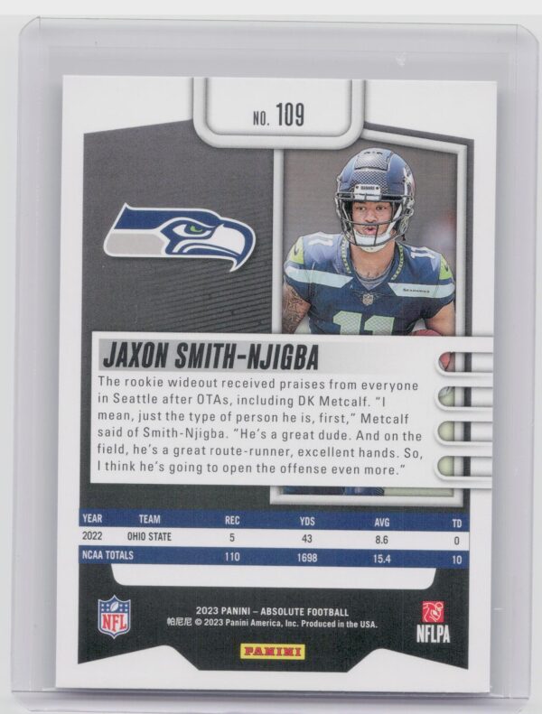 2023 Absolute Jaxon Smith-Njigba Rookie #109 Seahawks - Image 3