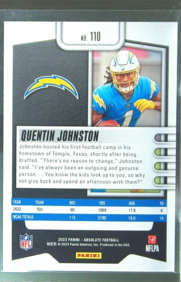 2023 Absolute Quentin Johnston Retail RC #110 Chargers - Image 3