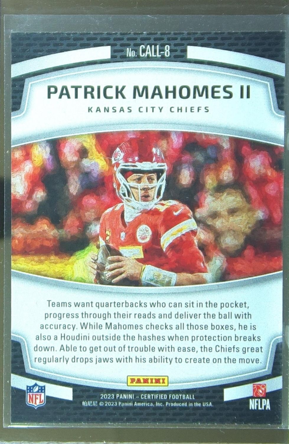 2023 Certified Patrick Mahomes II #CALL-8 Chiefs Calling Cards - Image 3