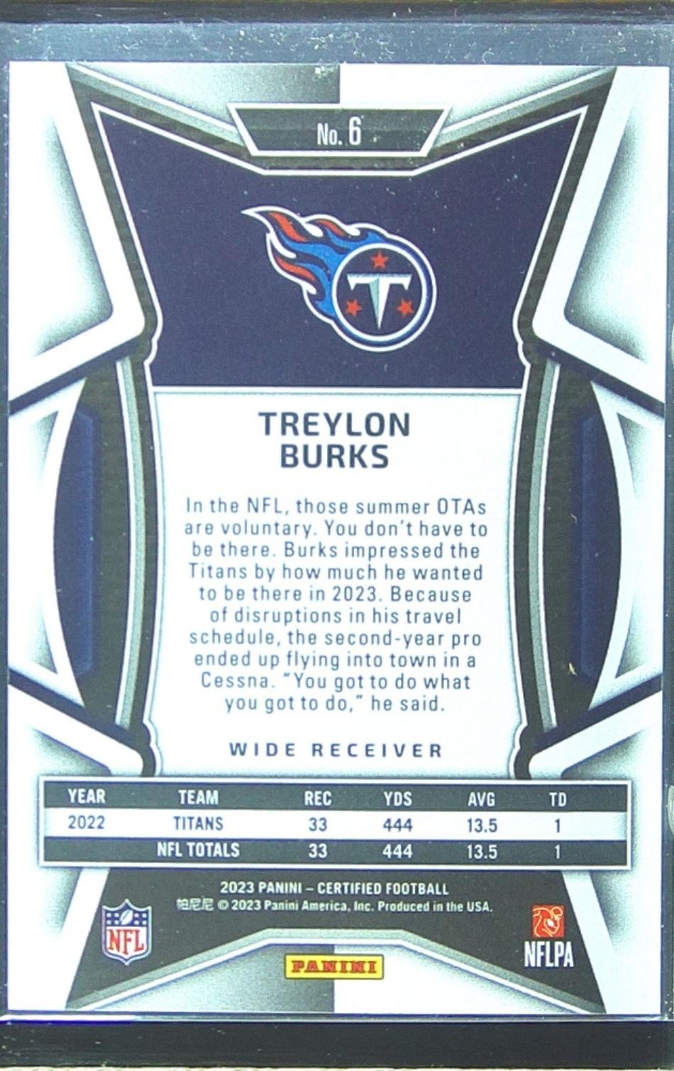 2023 Certified Treylon Burks Blue Mirror /75 #6 Titans - Image 3