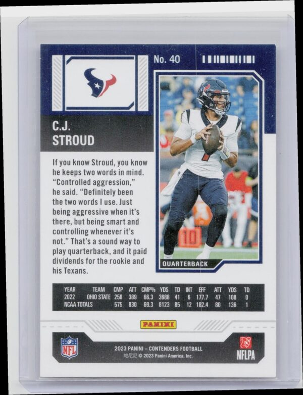 2023 Contenders C.J. Stroud Season Ticket Retail #40 Texans - Image 3