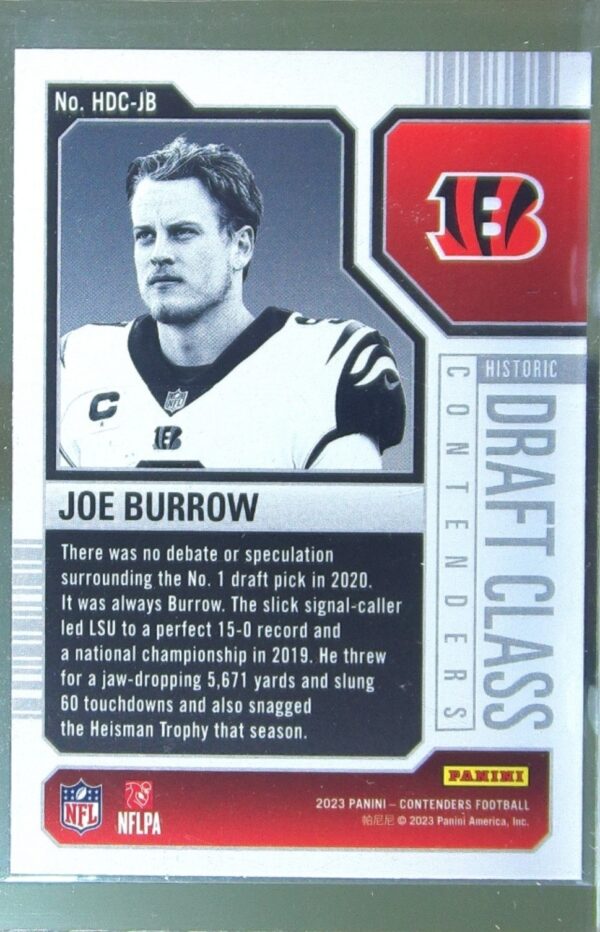 2023 Contenders Joe Burrow #HDC-JB Bengals Historic Draft Class Contenders - Image 3