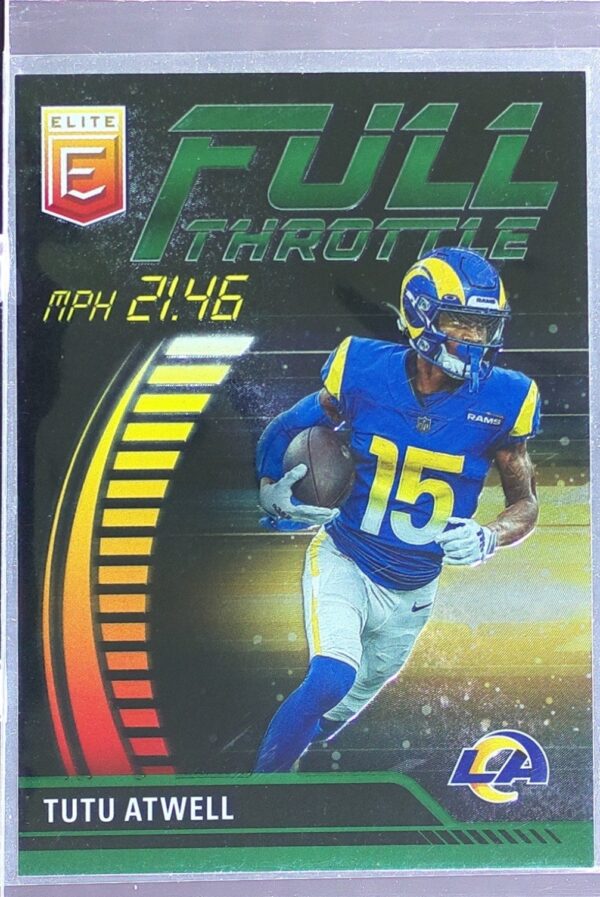 2023 Donruss Elite Tutu Atwell #FT-TA Rams Full Throttle Green