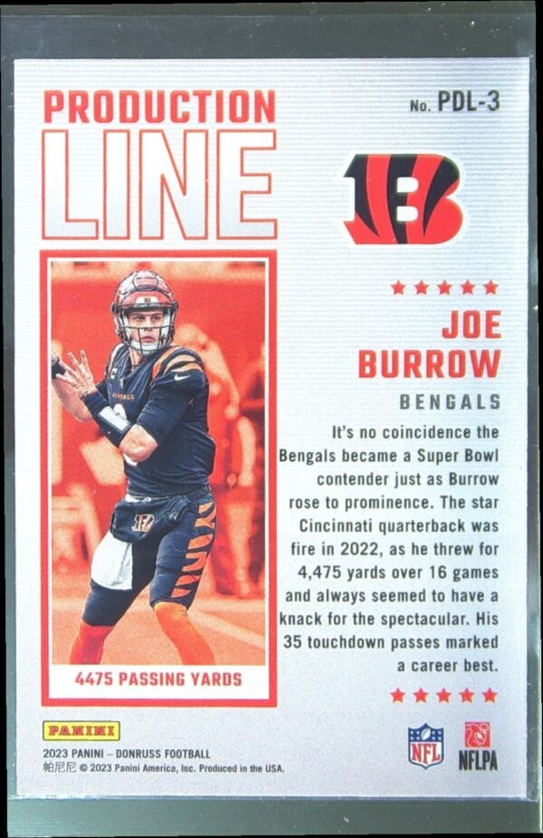 2023 Donruss Joe Burrow #PDL-3 Bengals Production Line - Image 3