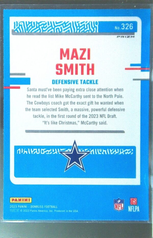 2023 Donruss Mazi Smith RC #326 Cowboys Optic Rated Rookie Preview Pink Prizm - Image 3