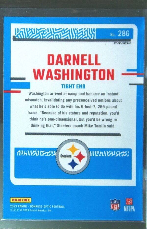 2023 Donruss Optic Darnell Washington Stars RC #286 Steelers - Image 3