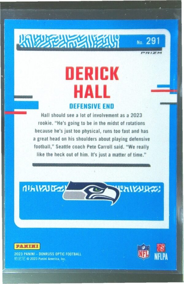 2023 Donruss Optic Derick Hall Pink RC #291 Seahawks - Image 3