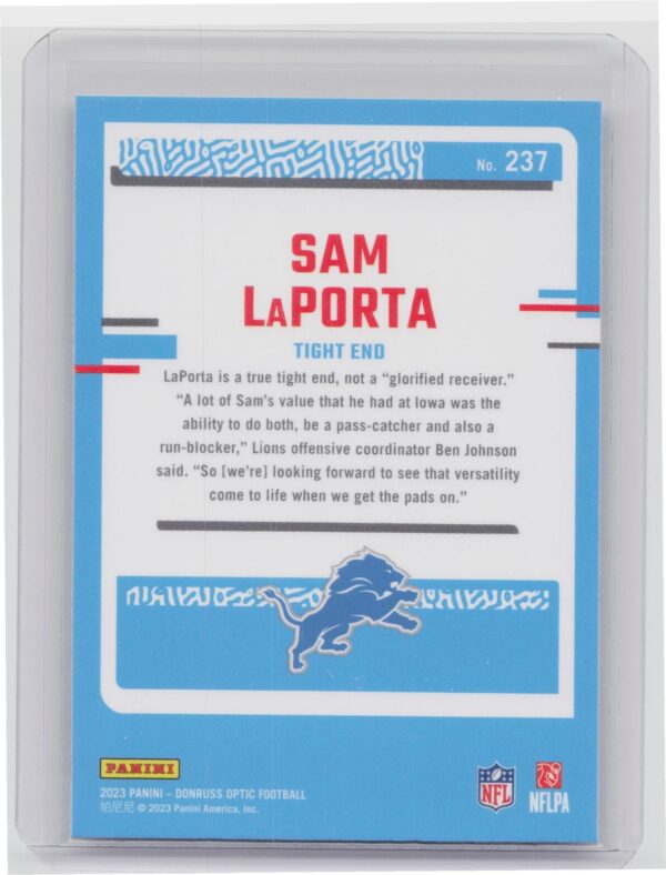 2023 Donruss Optic Sam LaPorta #237 Lions - Image 3