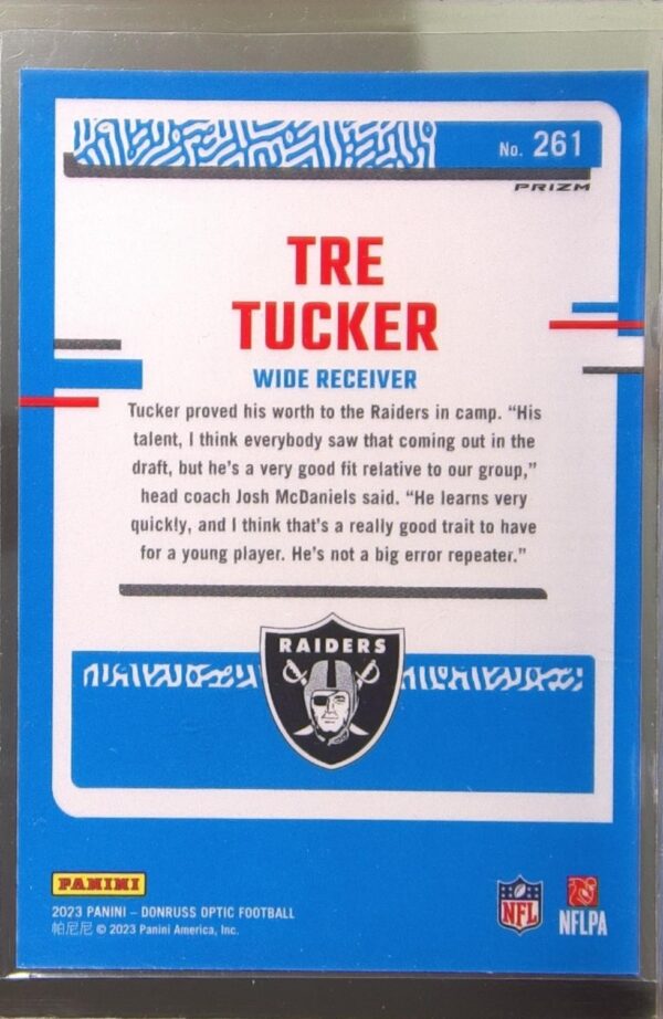 2023 Donruss Optic Tre Tucker Pink RC #261 Raiders - Image 3