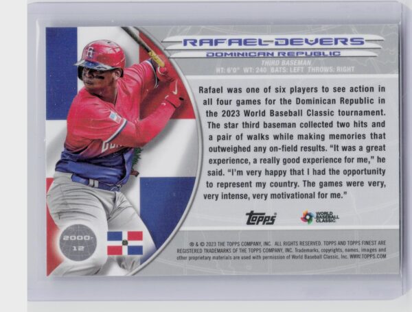 2023 Finest Rafael Devers #2000-12 Republic 2000 Topps Finest World's Finest - Image 3