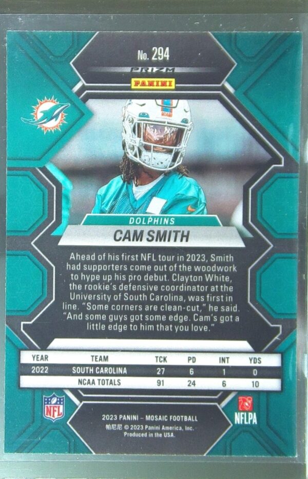 2023 Mosaic Cam Smith RC #294 Dolphins - Image 3