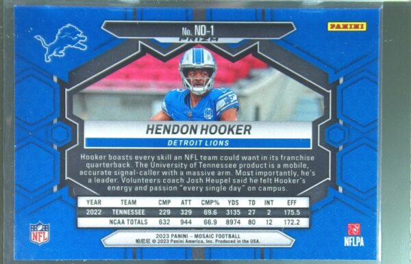 2023 Mosaic Hendon Hooker Reactive Yellow Mosaic #ND-1 Lions - Image 3