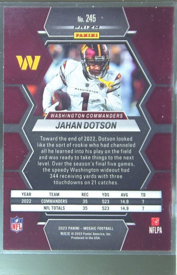 2023 Mosaic Jahan Dotson Reactive Blue Mosaic #245 Commanders - Image 3