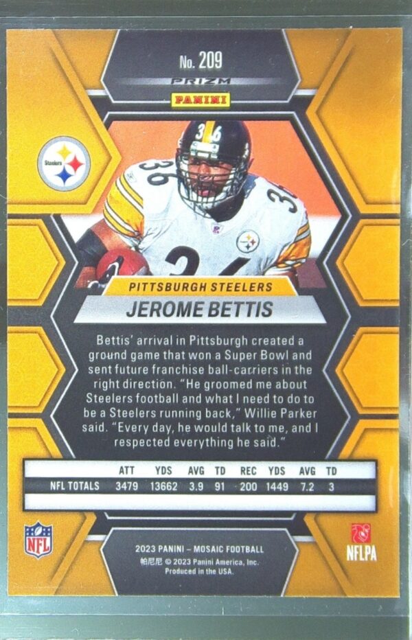 2023 Mosaic Jerome Bettis Mosaic #209 Steelers - Image 3