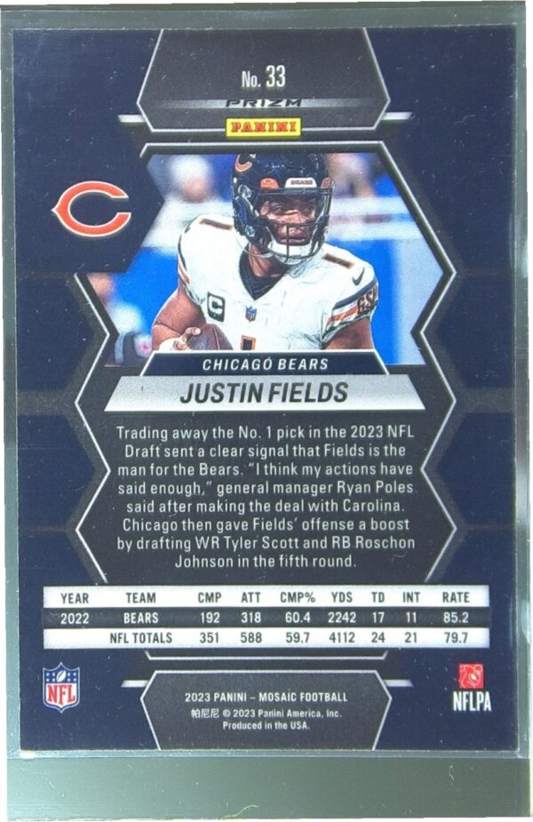 2023 Mosaic Justin Fields Green Mosaic #33 Bears - Image 3