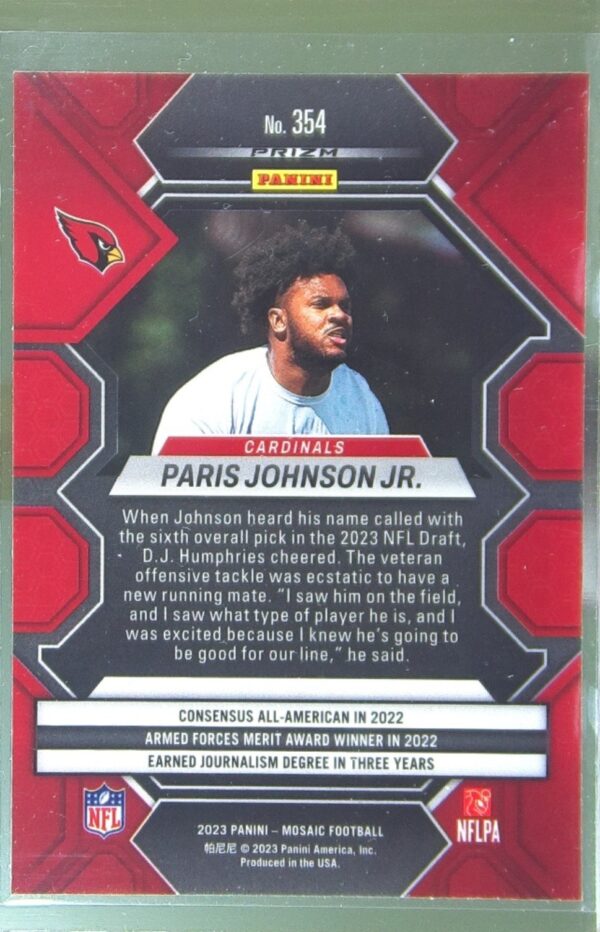 2023 Mosaic Paris Johnson Jr. Green Mosaic #354 Cardinals - Image 3