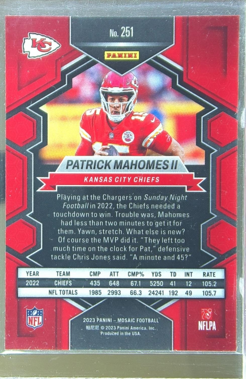 2023 Mosaic Patrick Mahomes II National Pride #251 Chiefs - Image 3