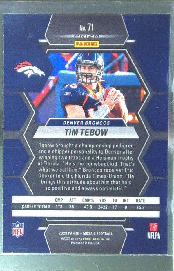 2023 Mosaic Tim Tebow Green Mosaic #71 Broncos - Image 3