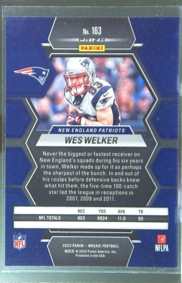 2023 Mosaic Wes Welker Camo Pink Mosaic #163 Patriots - Image 3