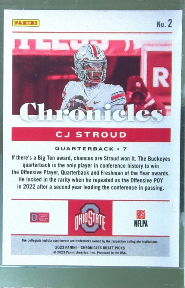 2023 Panini Chronicles Draft Picks C.J. Stroud RC #2 Buckeyes - Image 3