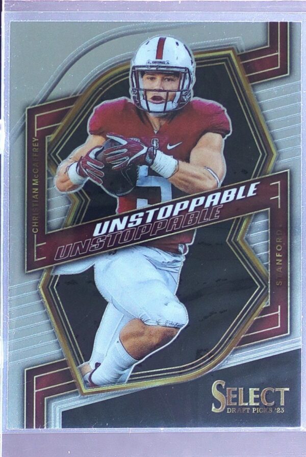 2023 Panini Select Draft Picks Christian McCaffrey #UN-19 Cardinal Unstoppable