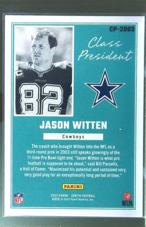 2023 Panini Zenith Jason Witten #CP-2003 Cowboys Class President - Image 3