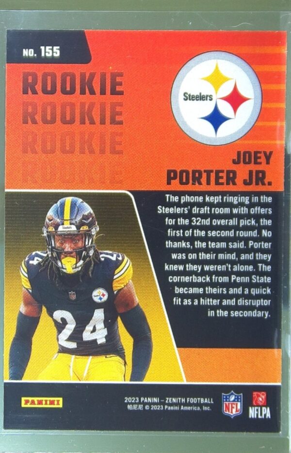 2023 Panini Zenith Joey Porter Jr. RC #155 Steelers - Image 3
