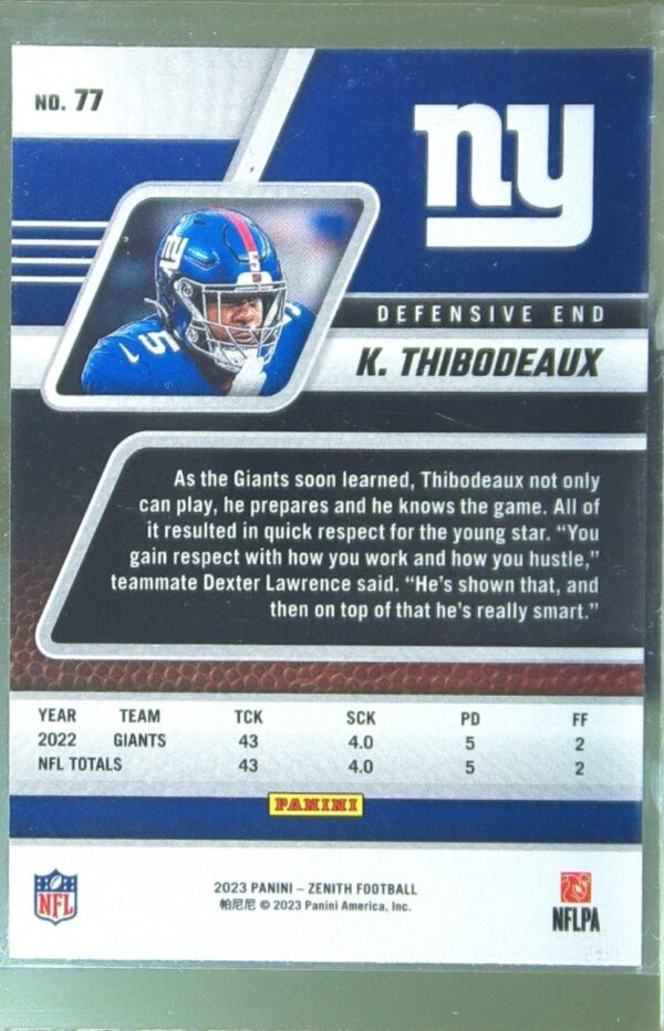 2023 Panini Zenith Kayvon Thibodeaux Red Zone #77 Giants - Image 3