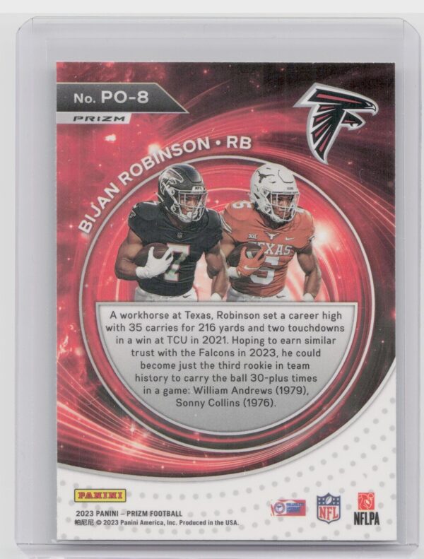 2023 Prizm Bijan Robinson Rookie Portals Green #PO-8 Texas Falcons - Image 3
