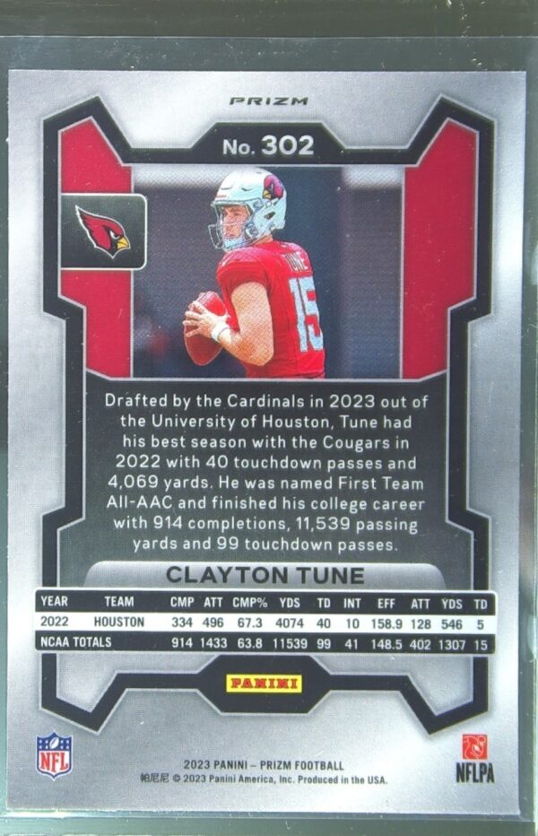 2023 Prizm Clayton Tune Silver RC #302 Cardinals - Image 3