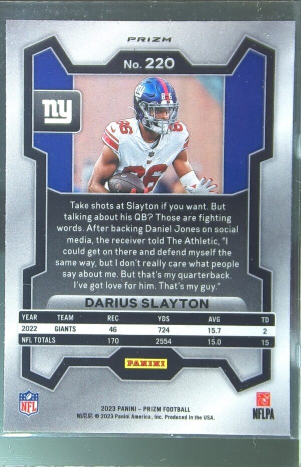 2023 Prizm Darius Slayton Orange Disco #220 Giants - Image 3