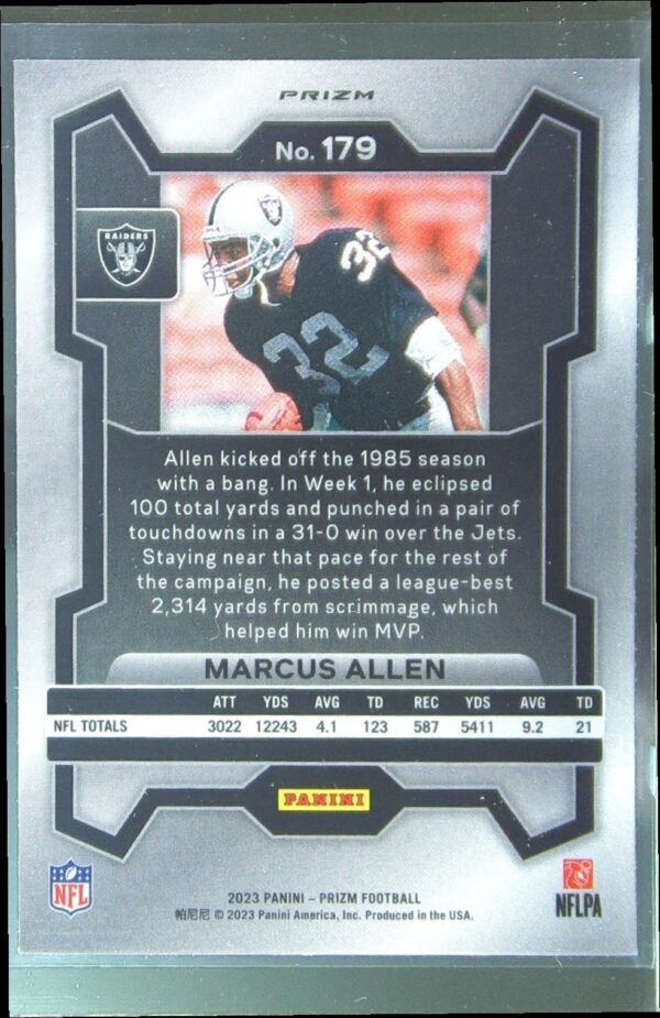 2023 Prizm Marcus Allen Green #179 Raiders - Image 3