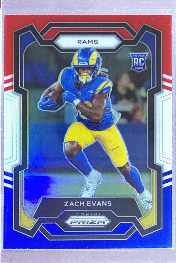 2023 Prizm Zach Evans Red White and Blue RC #359 Rams