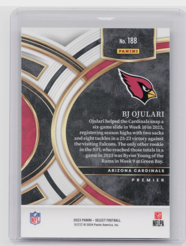 2023 Select BJ Ojulari RC #188 Cardinals - Image 3