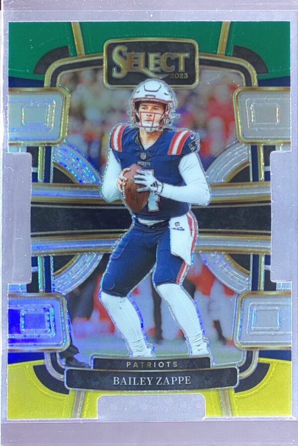 2023 Select Bailey Zappe Green and Yellow Prizms Die Cuts #67 Patriots