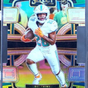2023 Select De'Von Achane Green and Yellow Prizms Die Cuts RC #63 Dolphins