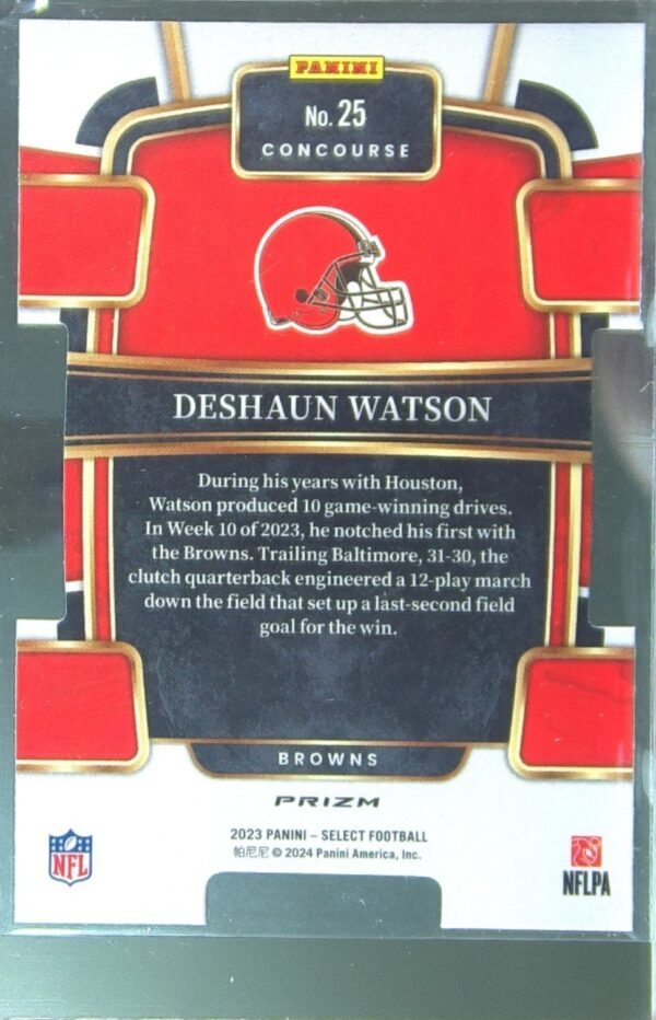 2023 Select Deshaun Watson Green and Yellow Prizms Die Cuts #25 Browns - Image 3