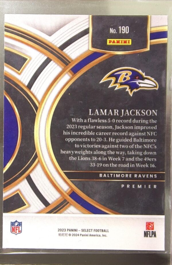 2023 Select Lamar Jackson #190 Ravens - Image 3
