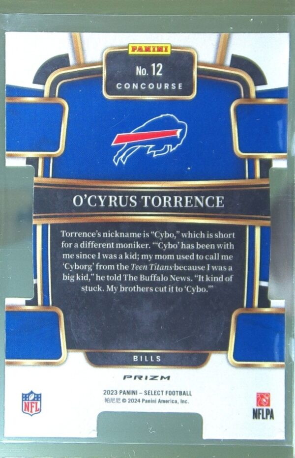 2023 Select O'Cyrus Torrence Green and Yellow Prizms Die Cuts RC #12 Bills - Image 3