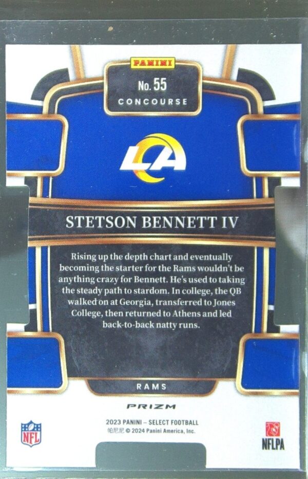 2023 Select Stetson Bennett IV Red and Yellow Prizms Die Cuts RC #55 Rams - Image 3