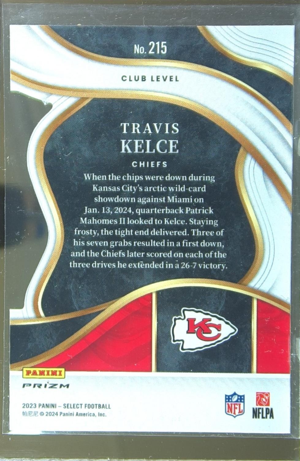 2023 Select Travis Kelce Silver Prizms Die Cuts #215 Chiefs - Image 3