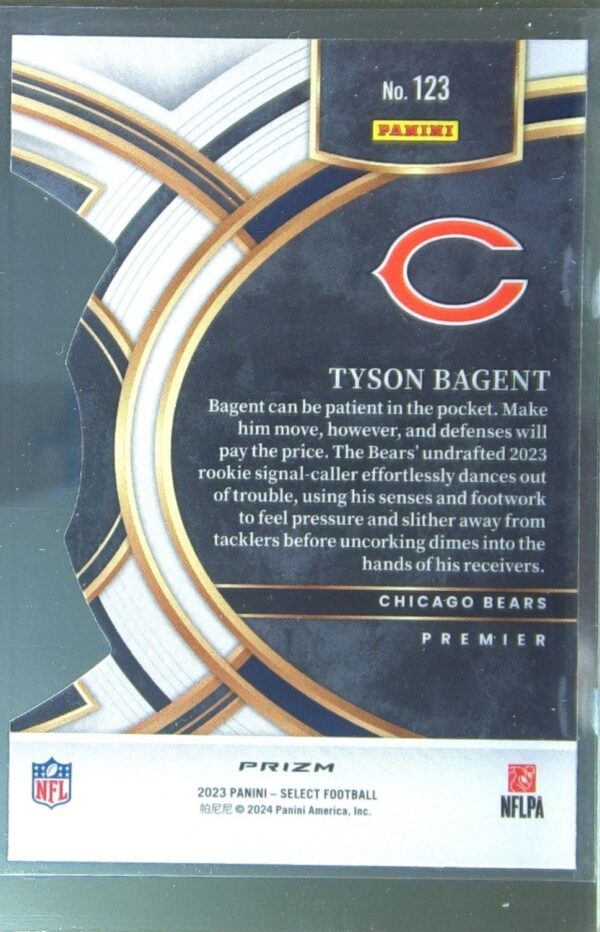 2023 Select Tyson Bagent Black and Red Prizms Die Cuts RC #123 Bears - Image 3