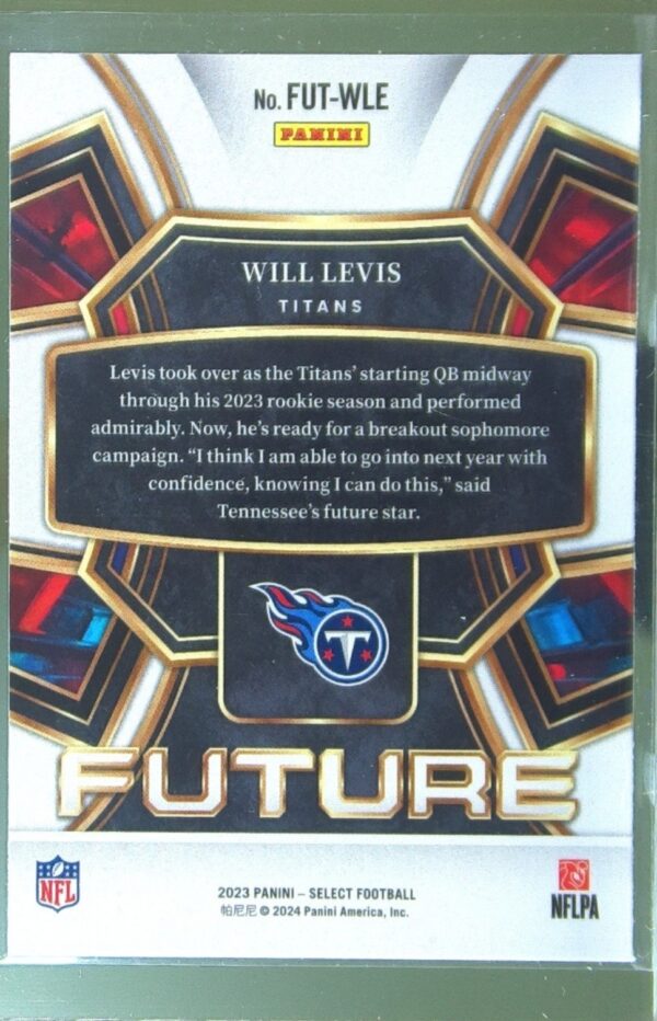2023 Select Will Levis RC #FUT-WLE Titans Select Future - Image 3