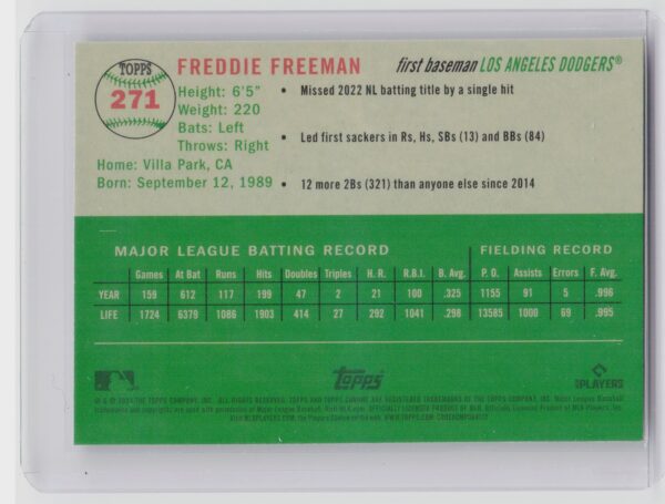 2023 Topps Chrome Platinum Anniversary Freddie Freeman #271 Dodgers - Image 3