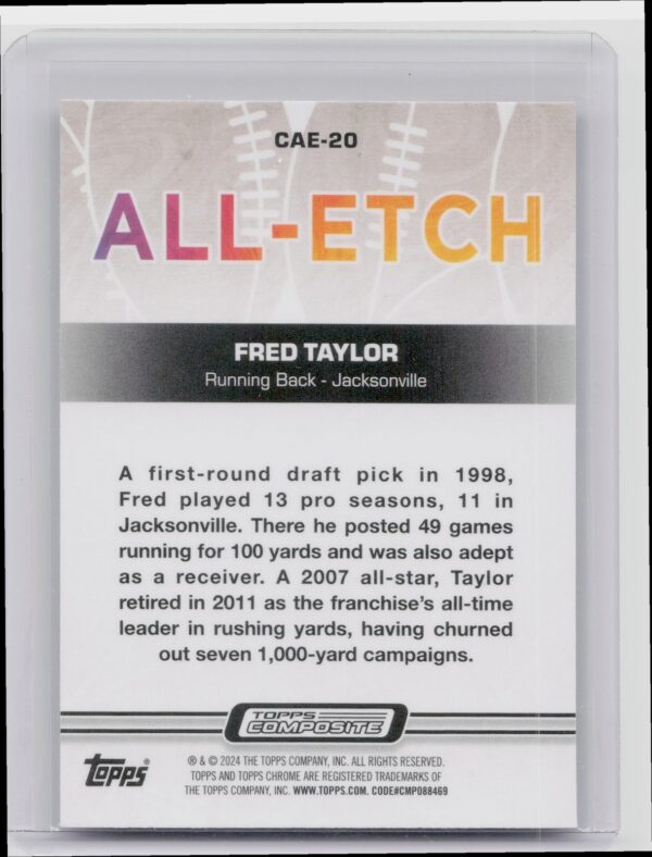 2023 Topps Composite Fred Taylor Chrome All Etch #CAE-20 Jaguars - Image 3