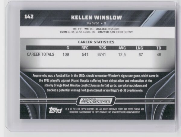 2023 Topps Composite Kellen Winslow #142 Chargers - Image 3