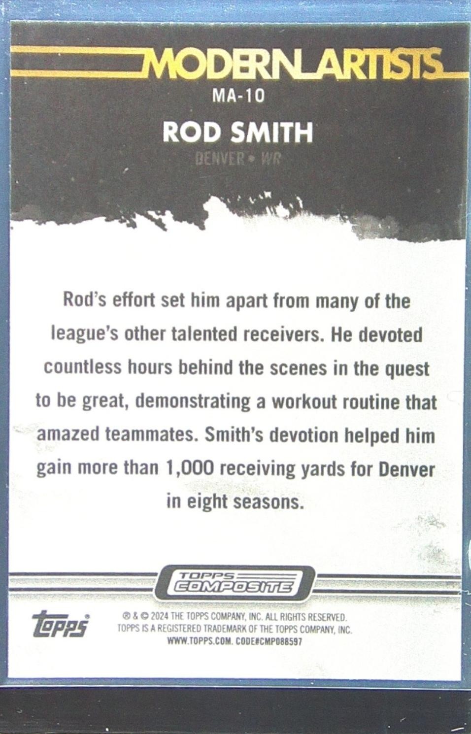 2023 Topps Composite Rod Smith #MA-10 Broncos Modern Artists - Image 3