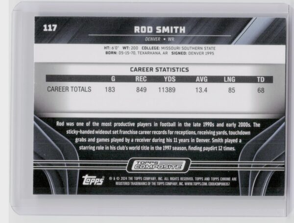 2023 Topps Composite Topps Chrome Black Rod Smith #117 Broncos - Image 3