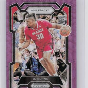 2024-25 Panini Prizm Draft Picks DJ Burns Prizms Purple Wave #97 Wolfpack