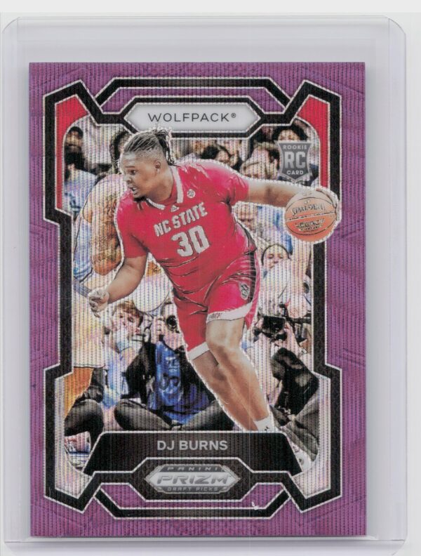 2024-25 Panini Prizm Draft Picks DJ Burns Prizms Purple Wave #97 Wolfpack
